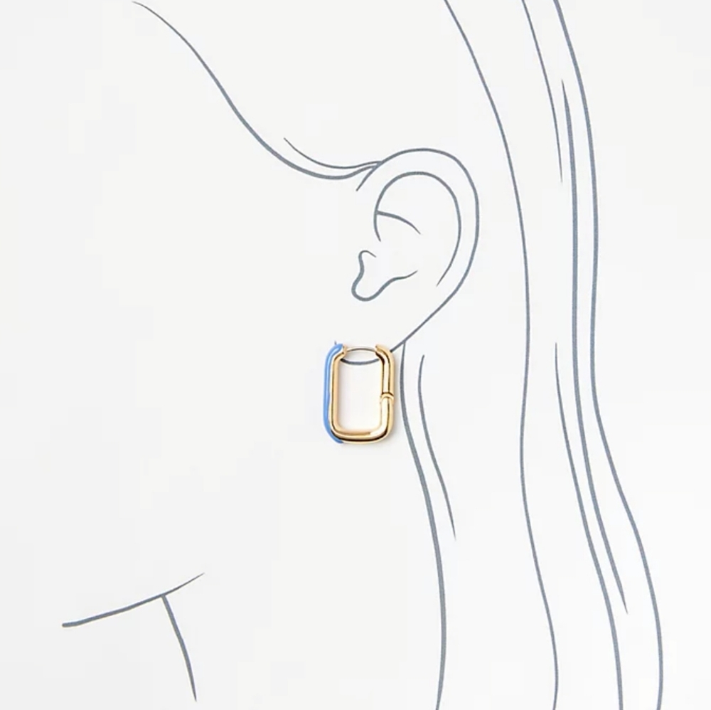 NEW! Huggie Gold Tone Geometric Earrings Empress Blue